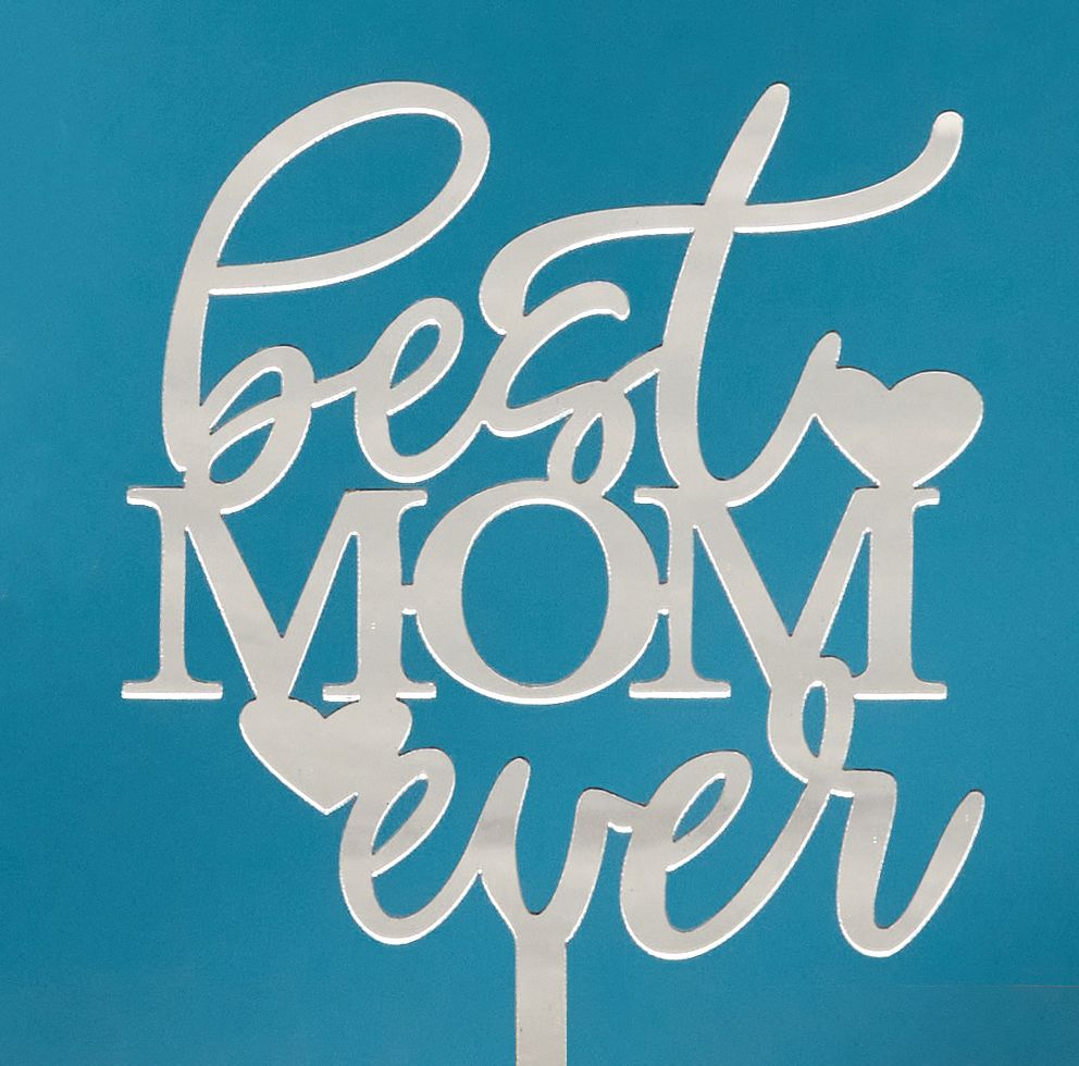 4" X 4" SILVER ACRYLIC  "BEST MOM EVER" ACRYLIC PICK