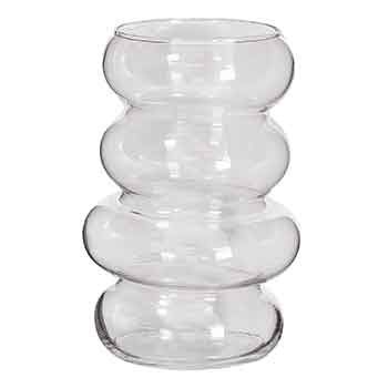 7”h x 4.25” CLEAR GLASS BUBBLE KAYLA VASE