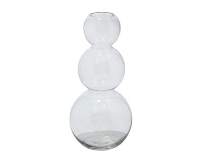 40% off was $22 now 13.19. 13”H X 5.75” CLEAR GLASS TREBLE STACKED VASE