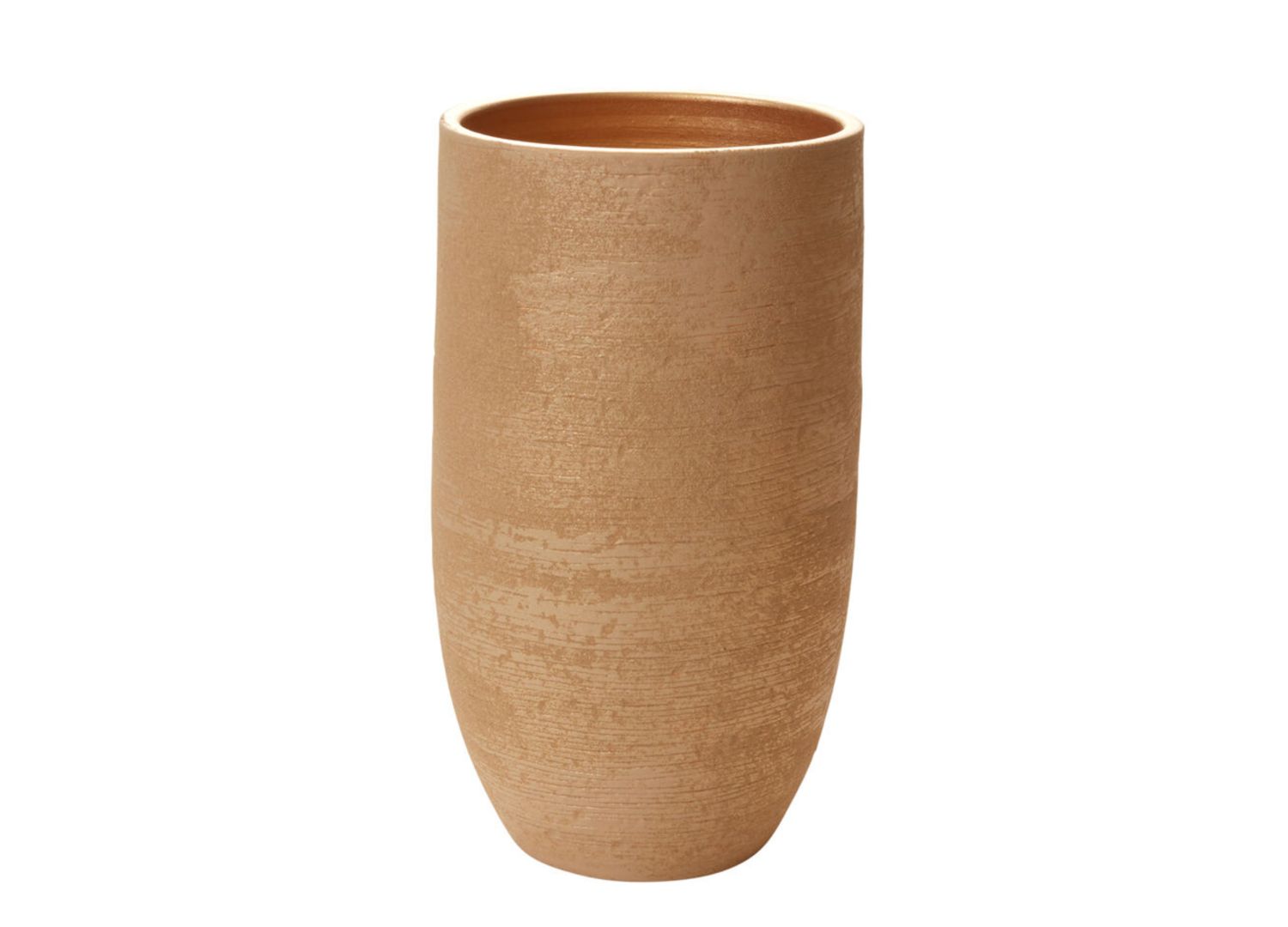 15.5”H X 8.5” CHAMPAGNE GOLD CERAMIC MICA VASE
