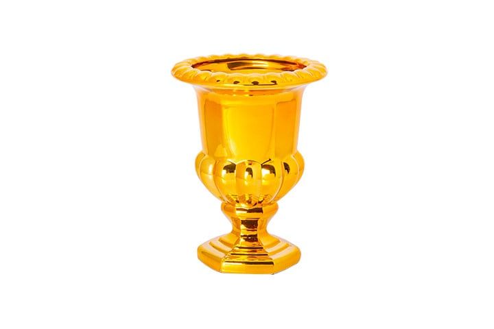 50% off was $26 now $13. 8”H X 6” GOLD THICK GLASS PEDESTAL