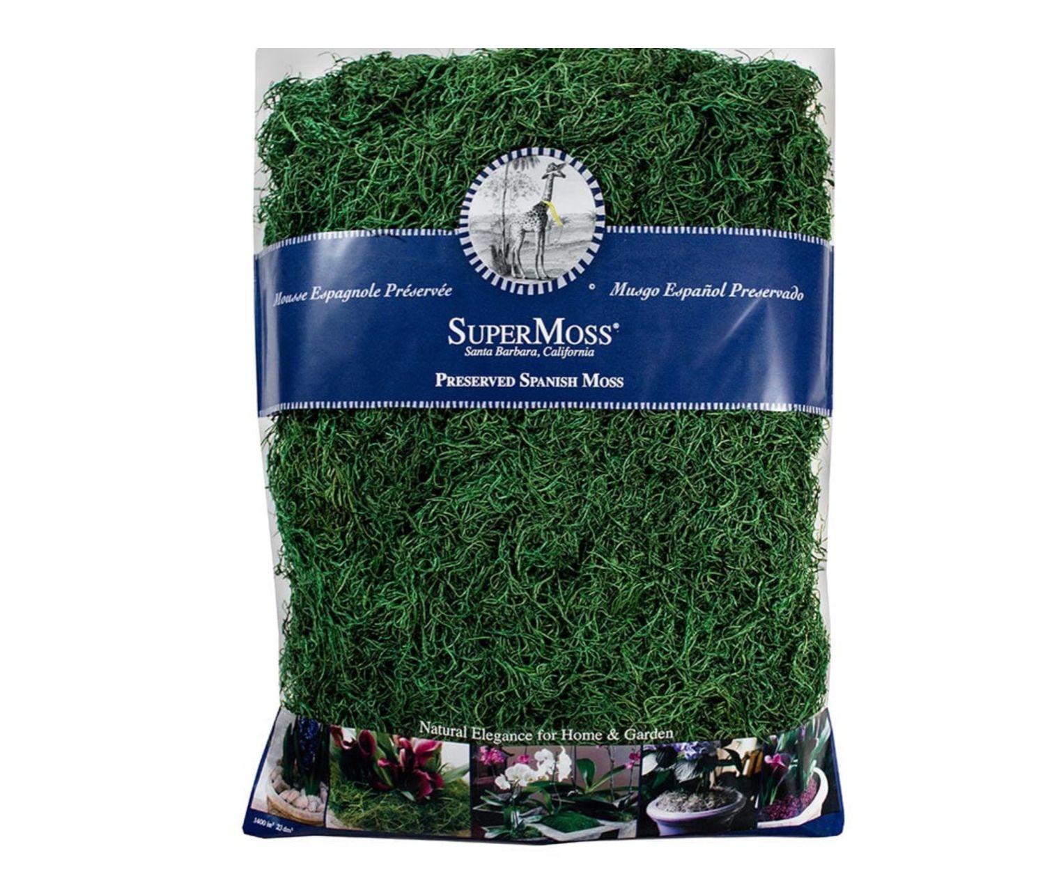 1,400 CUBIC INCHES HUNTER GREEN PRESERVED SPANISH MOSS