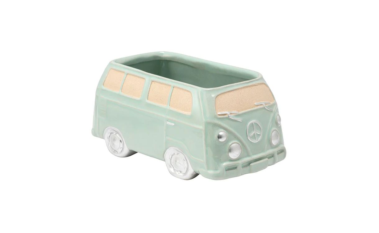 40% off was $20 now $12. 8.5" L x 3.25" W x 3.25" H BLUE VW CERAMIC VAN