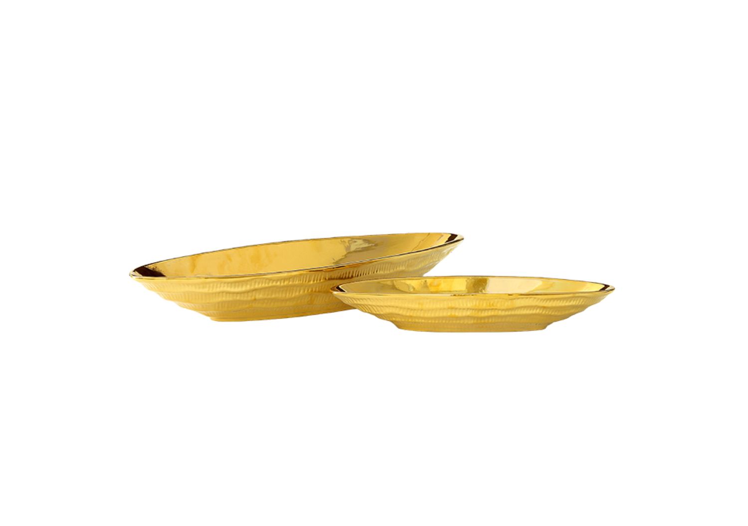 2.5”H X 5.5”W X 16.25”L GOLD Glaze Boat Shape Geometric Electroplated Gold Finish  (price per size, box has assortment)