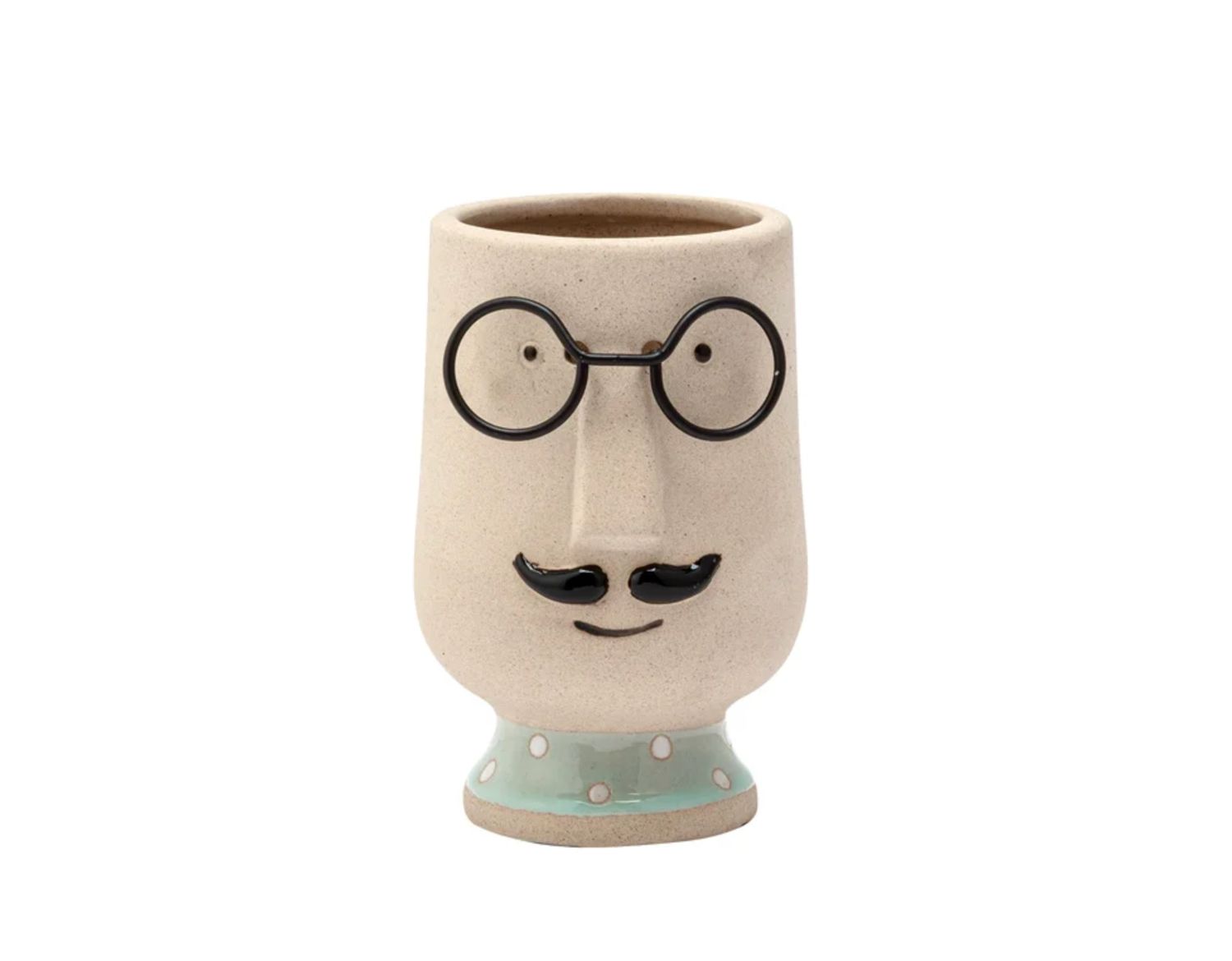 50% off was $7.49 now $3.75. MUSTACHE HEAD PLANTER 2.25"LX2,25"WX4.25"H