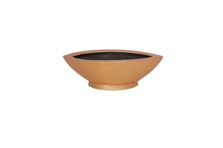 5.25”H X 16.5”L X 8” GOLD POLYSTONE LEAF PLANTER BOAT SHAPE (NOT WATER TIGHT)