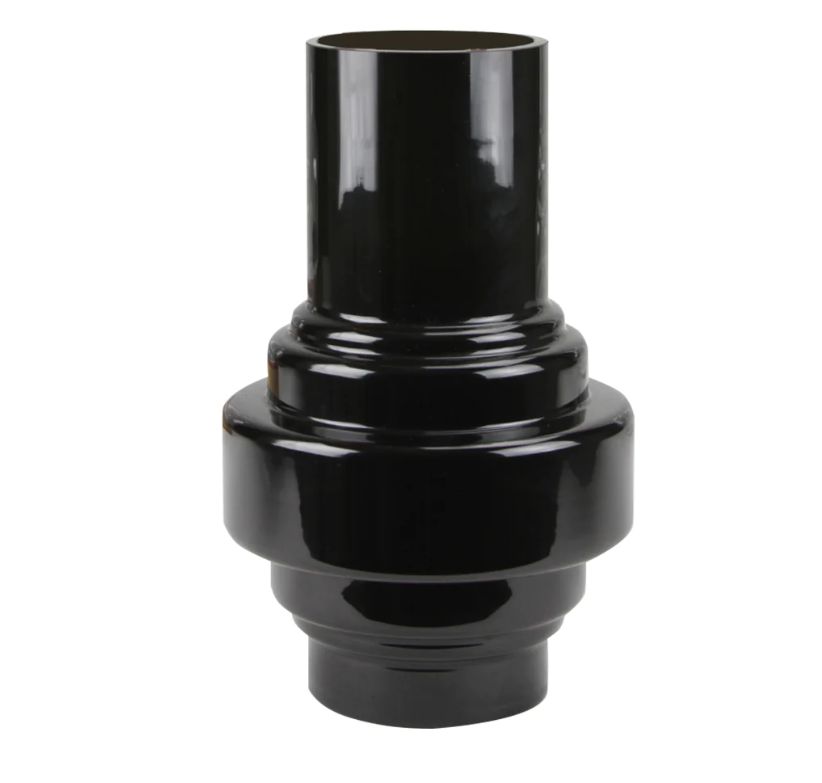 14”H X 9”D X 5”OPEN BLACK GLASS LANTERN VASE