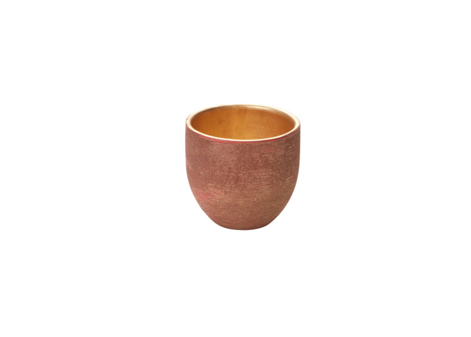 5”H X 5.25” REDISH GOLD CERAMIC PIGMENT POT VASE