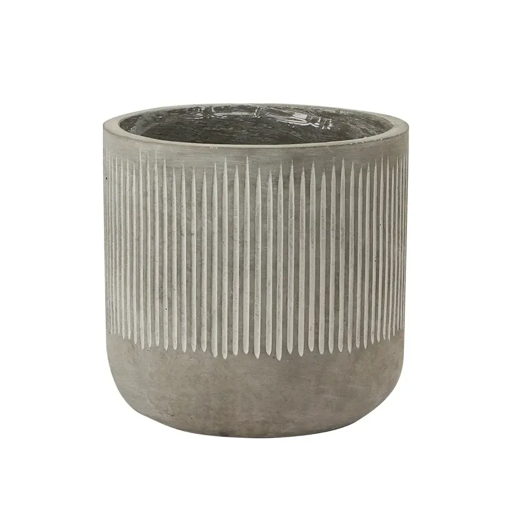 9.5”H X 10” WHITE CERAMIC FLUTED RIBBED PLANTER VASE