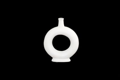 50% off was $19 now $9.50. 8”H X 6.5” MATTE WHITE CERAMIC RING PEDESTAL VASE