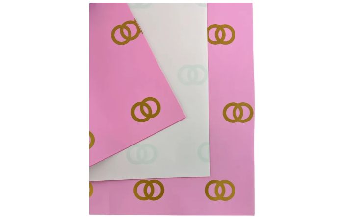 PINK FLORAL PAPER WITH GOLD DESIGN, 20 PIECES