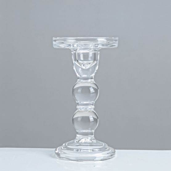 6.1”H X 3.1”  CRYSTAL GLASS CANDLEHOLDER FOR PILLAR AND/OR TAPER