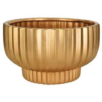 5.25”H X 8” GOLD CERAMIC COMPOTE VASE