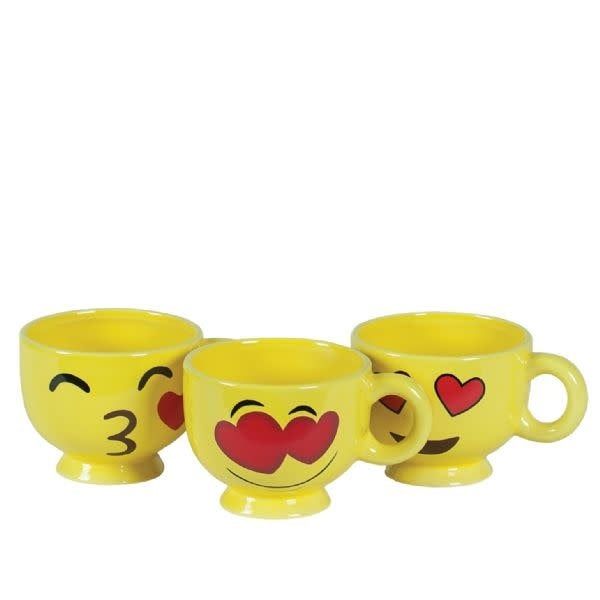 4.25h x 6.25"h x 3.75" LOVE KISS EMOJI MUG