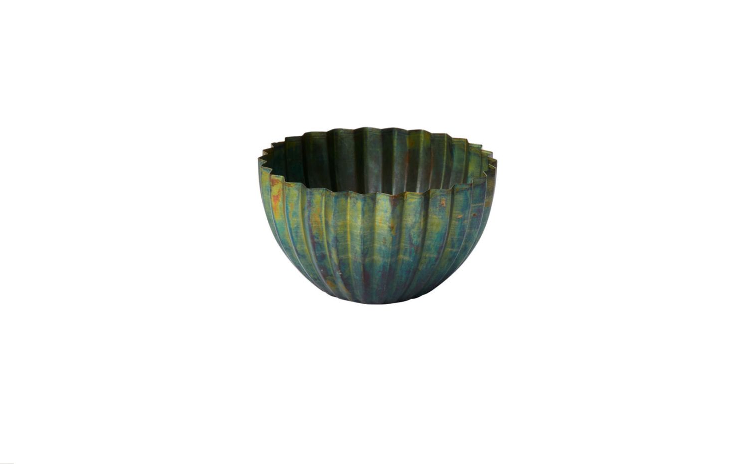4.25”H X 7.5” GREEN METAL MONARCH BOWL