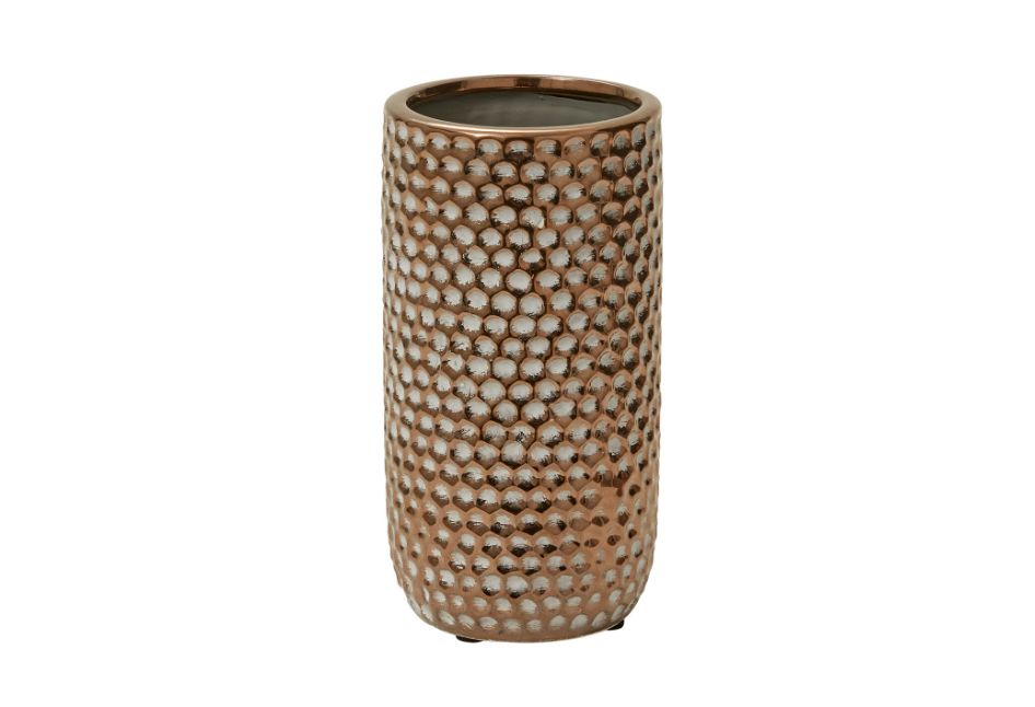 8”H X 4” GOLD CERAMIC VERMEIL POT/VASE