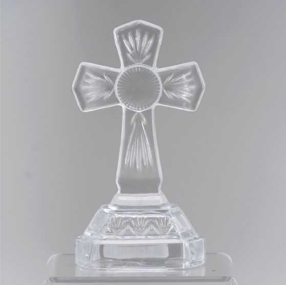 7.15”H X 3.75”H X 2.5” GLASS CRYSTAL CROSS