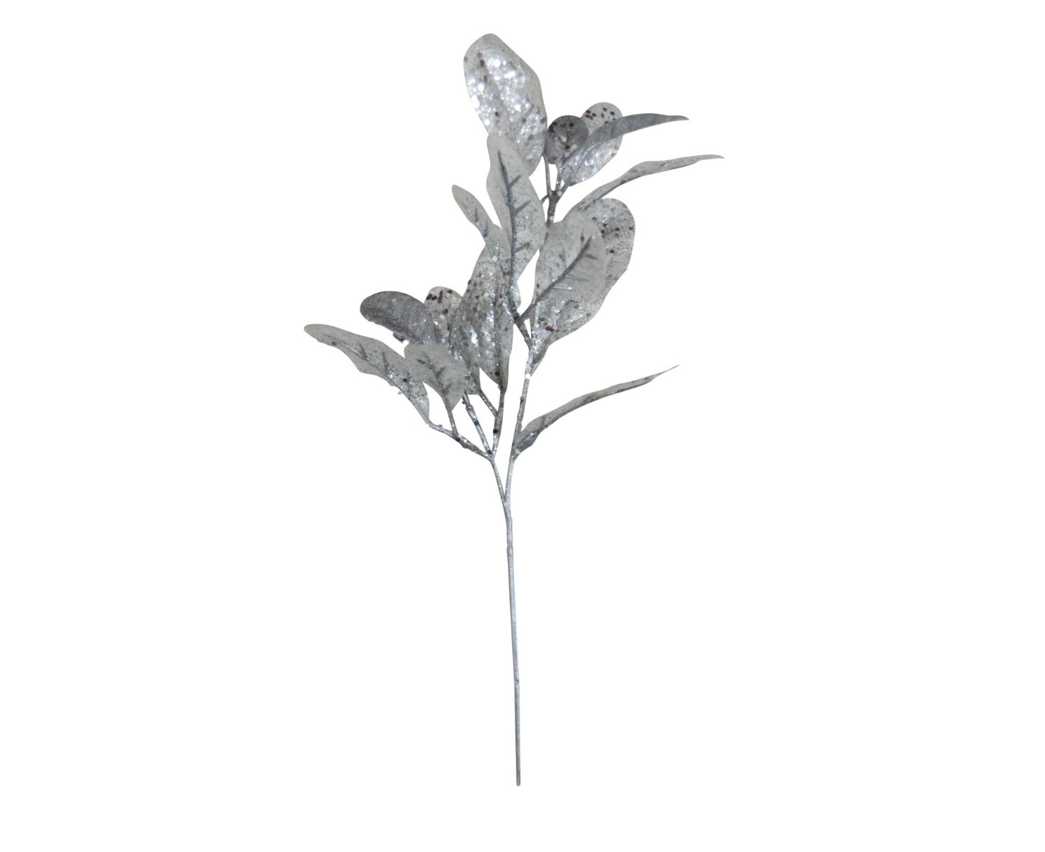 13"H GLITTER LAUREL FERN PICK SILVER