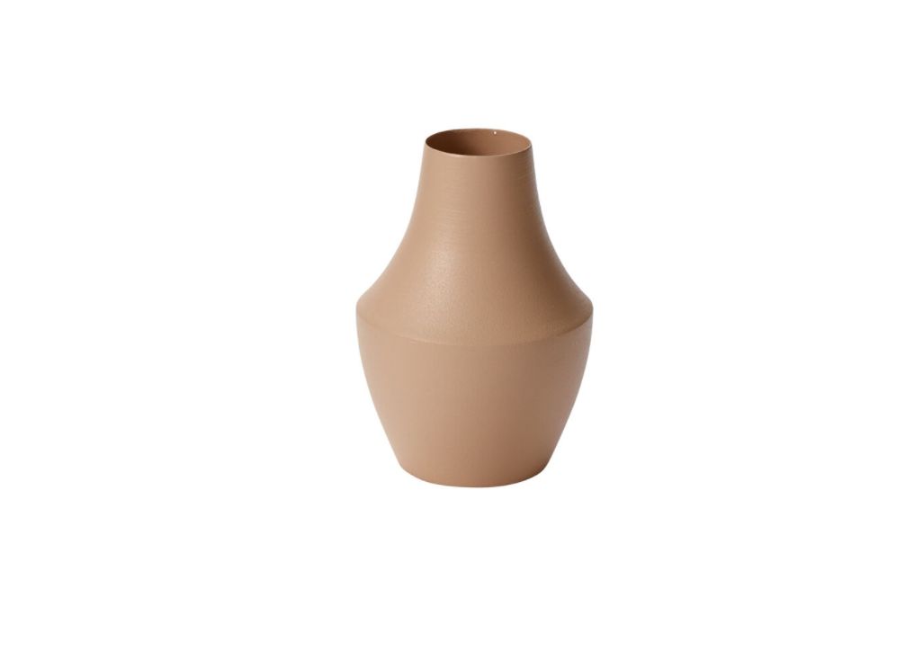 6.5”H X 4.5” TAN METAL PIEDMONT BUDVASE
