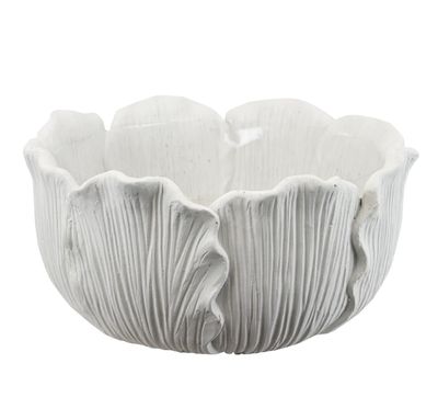 7”H X 14” WHITE CERAMIC LEAF BOWL