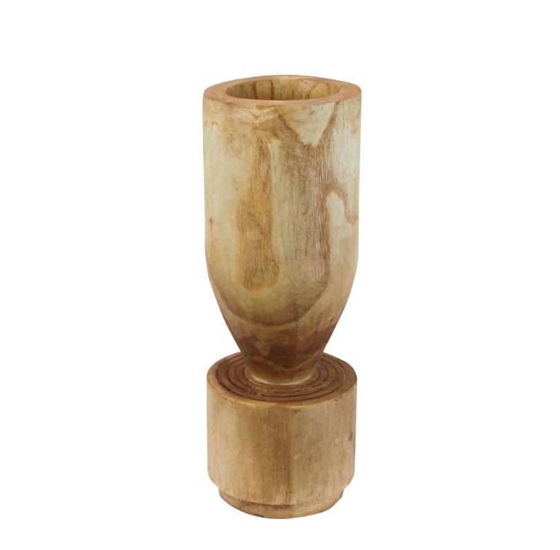 15.75”H X 5.5” NATURAL WOOD POT VASE
