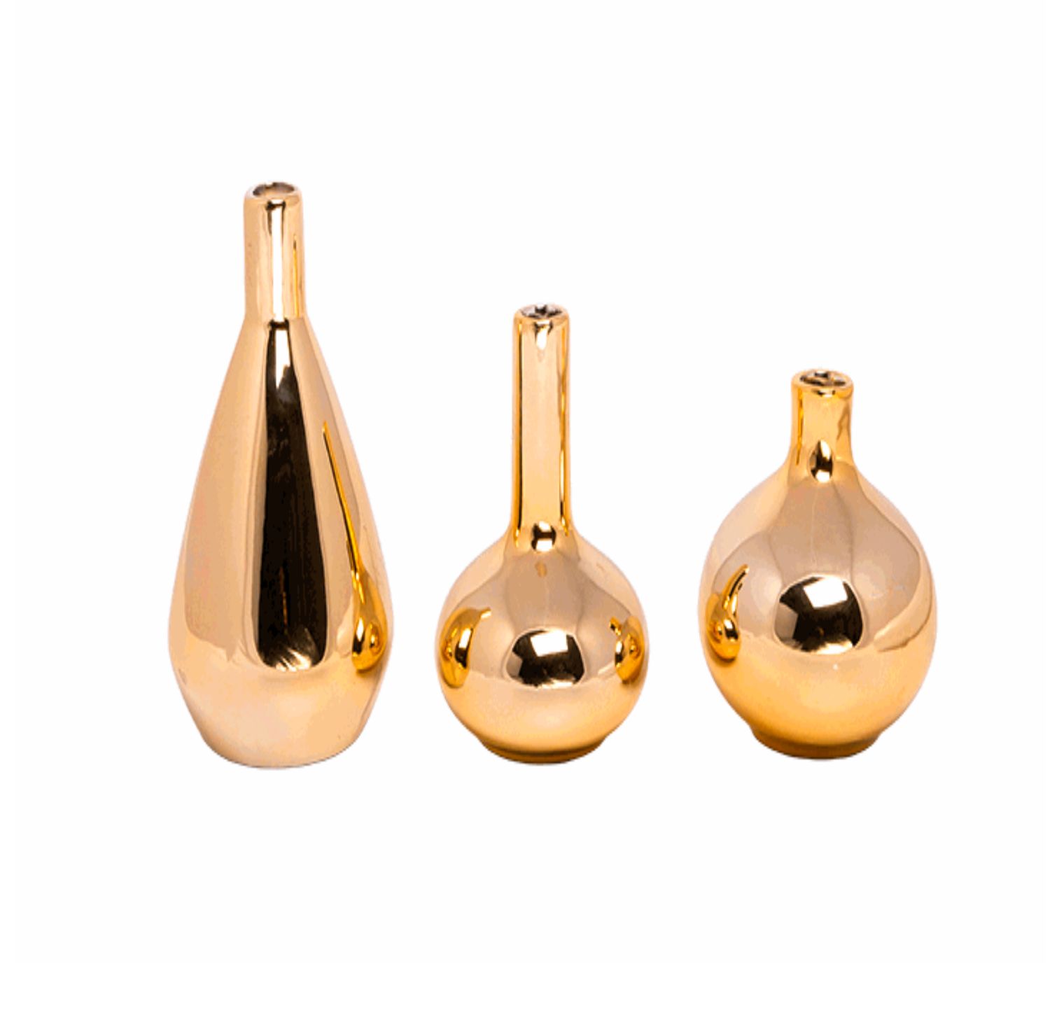5”-7”H X 4.5-5.5”W W METALLIC GOLD CERAMIC BELLIED BUDVASE (PRICE PER EACH, BOX HAS ASSORTMENT)