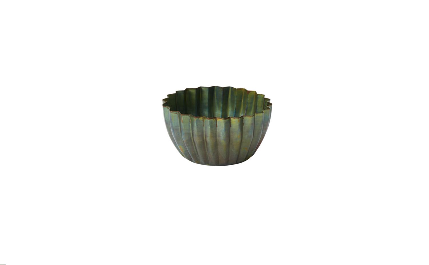 3”H X 5.75” GREEN METAL MONARCH BOWL