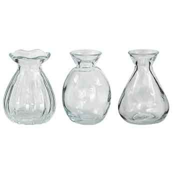 4”H X 1.25"(open) GLASS BUD VASE (PRICE PER EACH, BOX HAS ASSORTMENT)