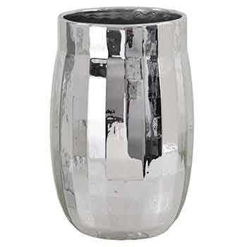 7”H X 4.2” SILVER CERAMIC DISCO VASE