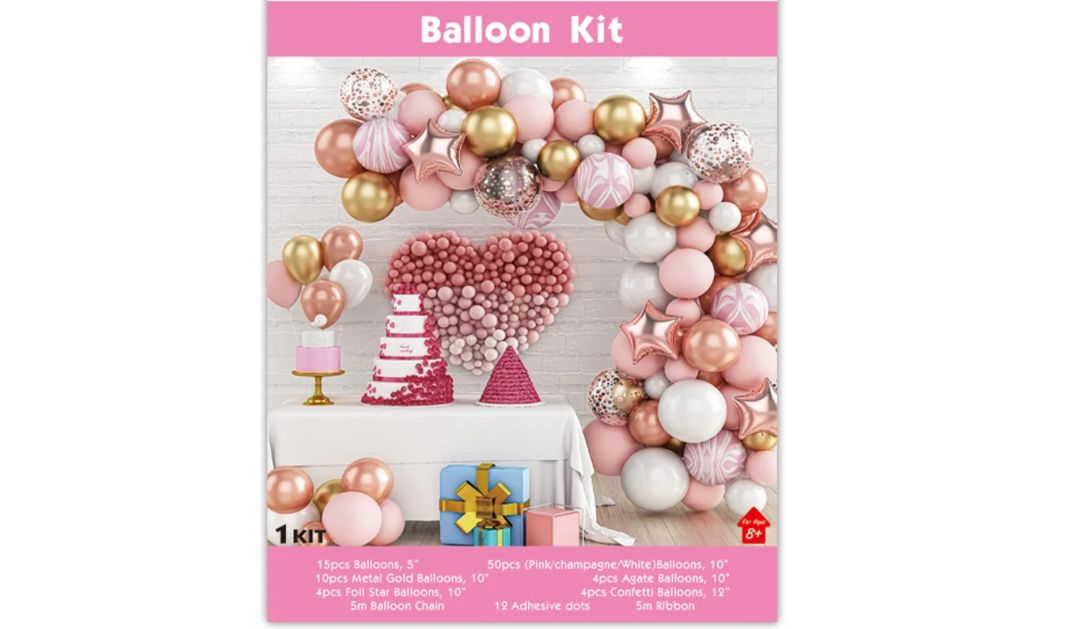 PINK AND GOLD BALLOON KIT , does not bring the heart balloons