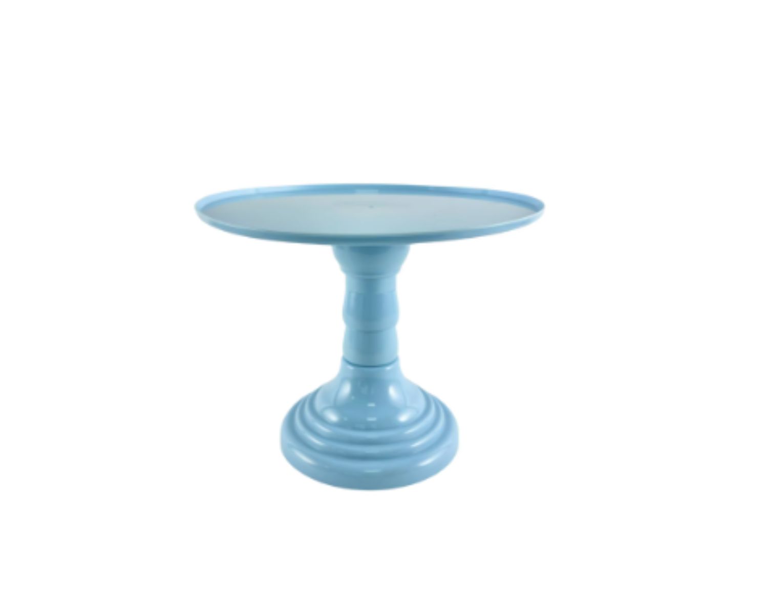 9”H X 11” LIGHT BLUE ROUND PLASTIC ADJUSTABLE CAKE AND CUPCAKE STAND (THE HEIGHT CAN BE ADJUSTED AS LOW AS 6.25”H)