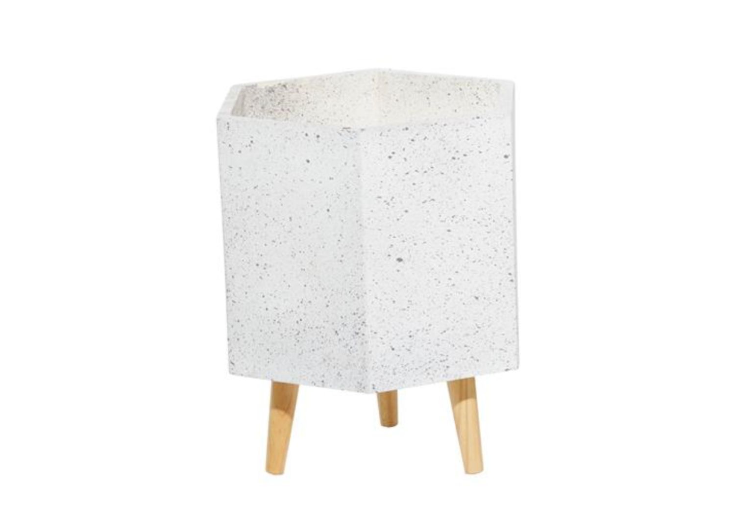 17”H X 15” X 13” LARGE WHITE HEXAGON MAGNESIUM OXIDE CONTEMPORARY PLANTER(NOT WATER TIGHT)