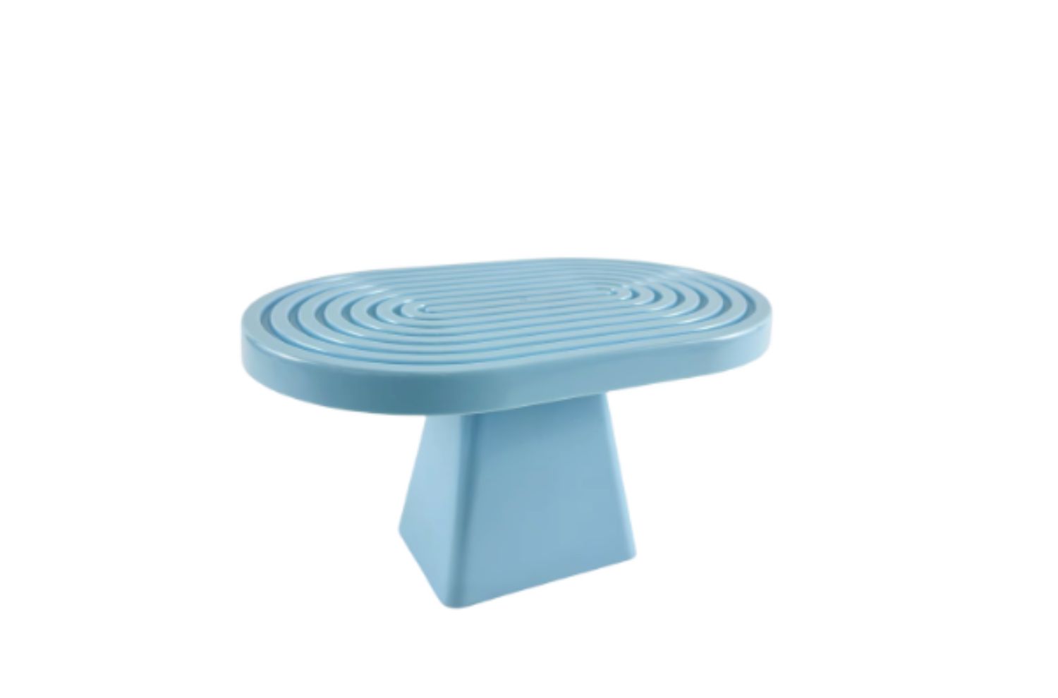 6”H X 11” L X 7”W LIGHT BLUE PLASTIC OVAL CAKE AND CUPCAKE STAND
