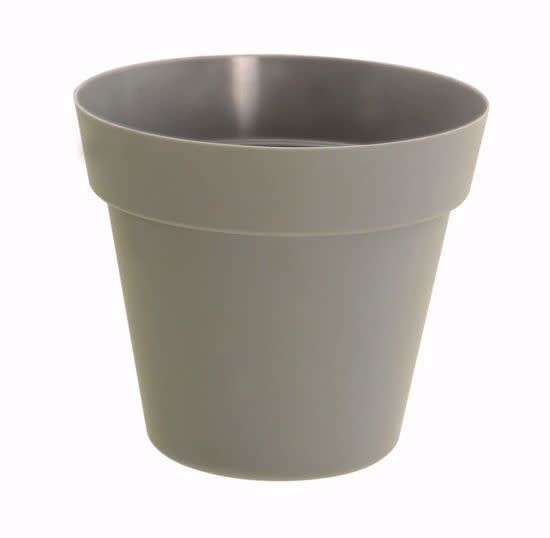 6.5”H X 7.25” GREY PLASTIC POT COVER GREEN