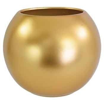 8.5”H X 10.5” D (OPEN 6”)  GOLD CERAMIC BUBBLE/FISH BOWL MATTE FINISH