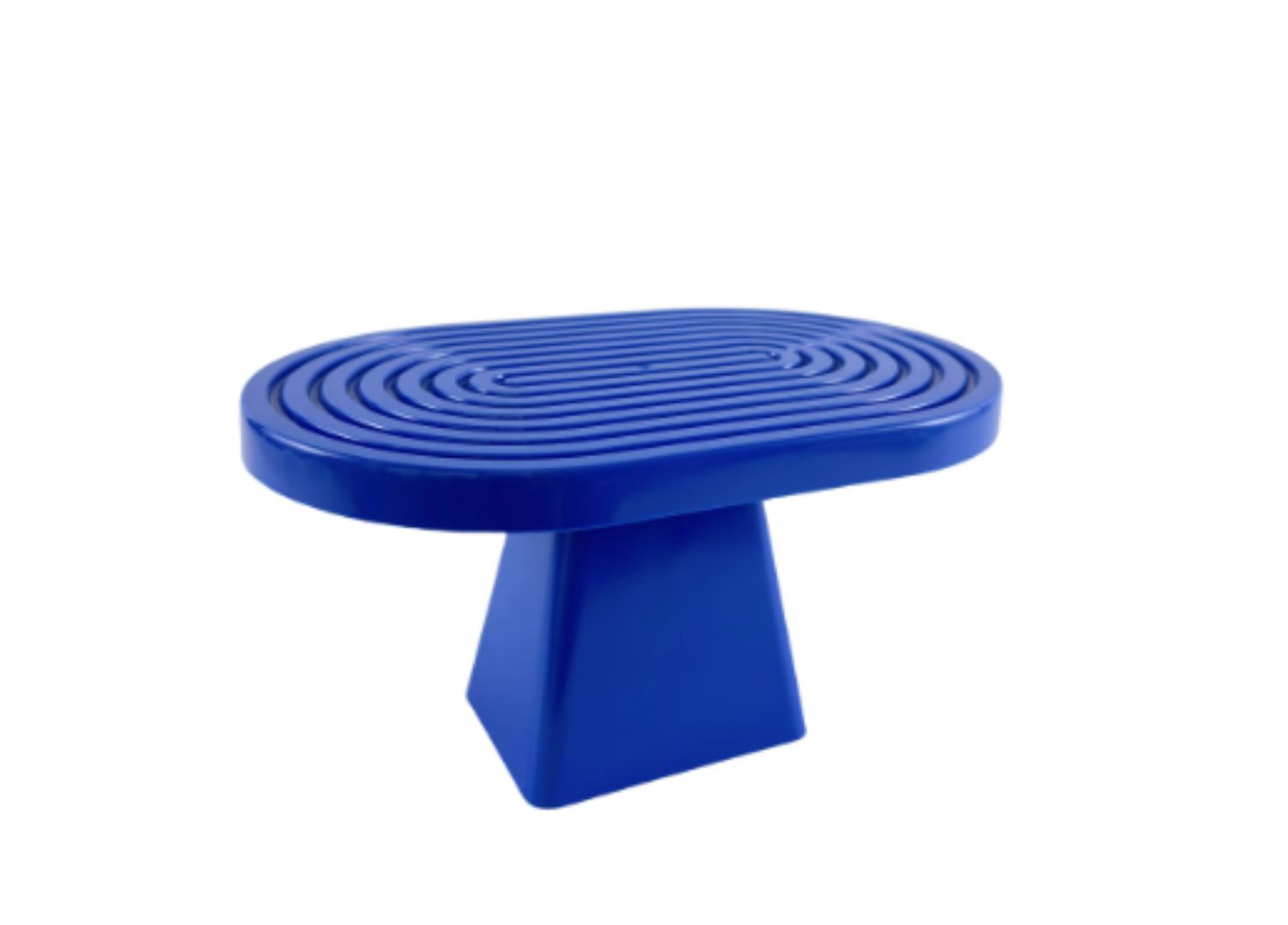 6”H X 11” L X 7”W NAVY BLUE PLASTIC OVAL CAKE AND CUPCAKE STAND