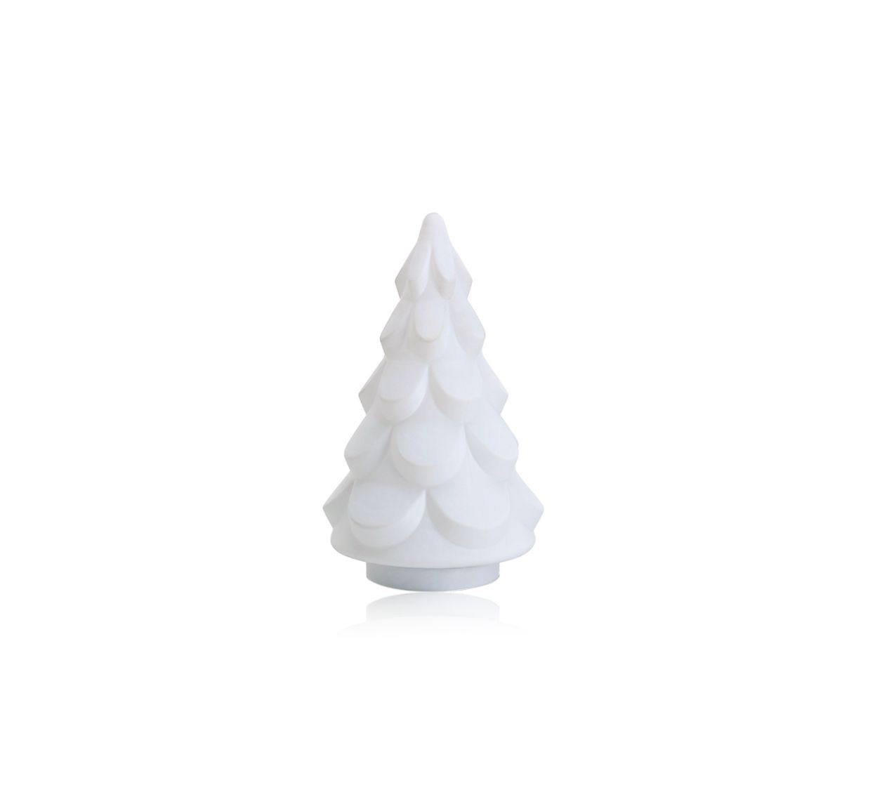 10.5”H X 6.75”  WHITE GLASS CHRISTMAS TREE