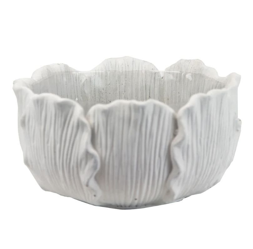 4.75”H X 9” WHITE CERAMIC LEAF BOWL
