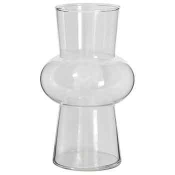 8”H X 4.25” CLEAR GLASS LANTERN DORA VASE