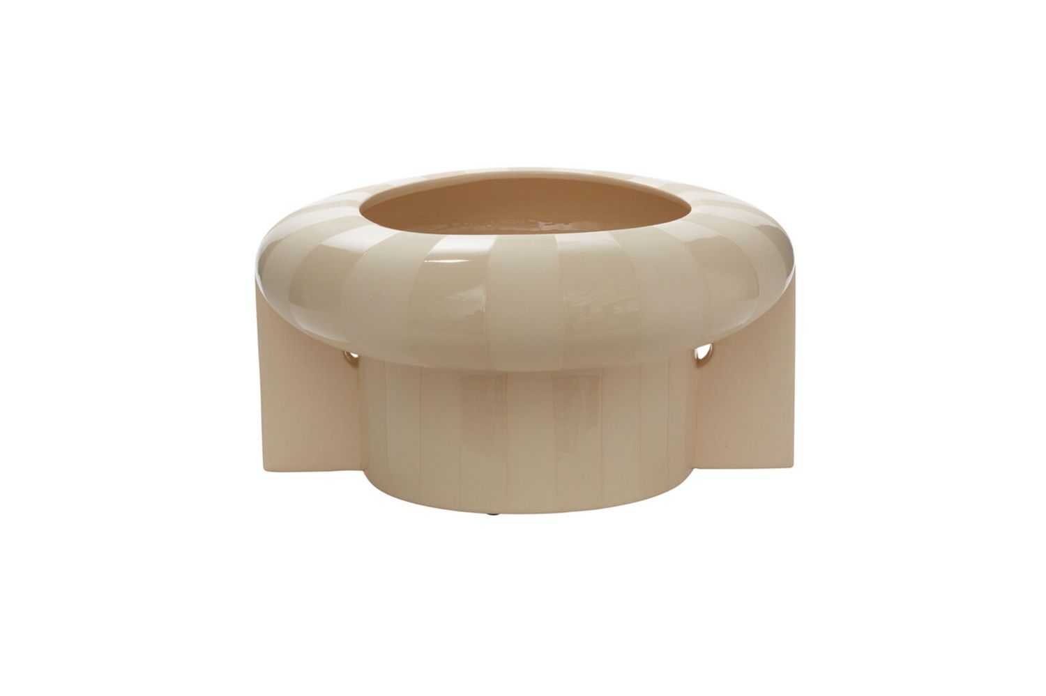 8.5”H X 16.25” OFF WHITE CERAMIC REPLAY FOOTED BOWL