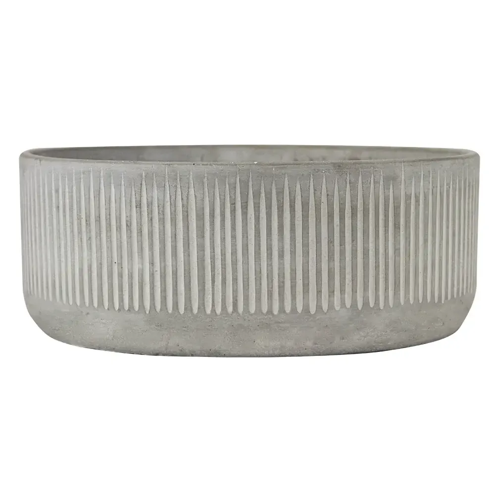 5.5”H X 14” WHITE CERAMIC FLUTED RIBBED PLANTER VASE