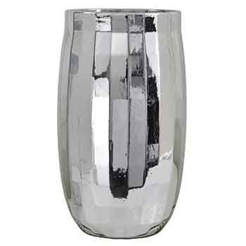 8.25”H X 4.2” SILVER CERAMIC DISCO VASE