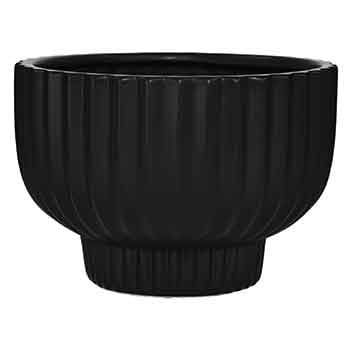 4.75”H X 6.25” BLACK CERAMIC COMPOTE VASE