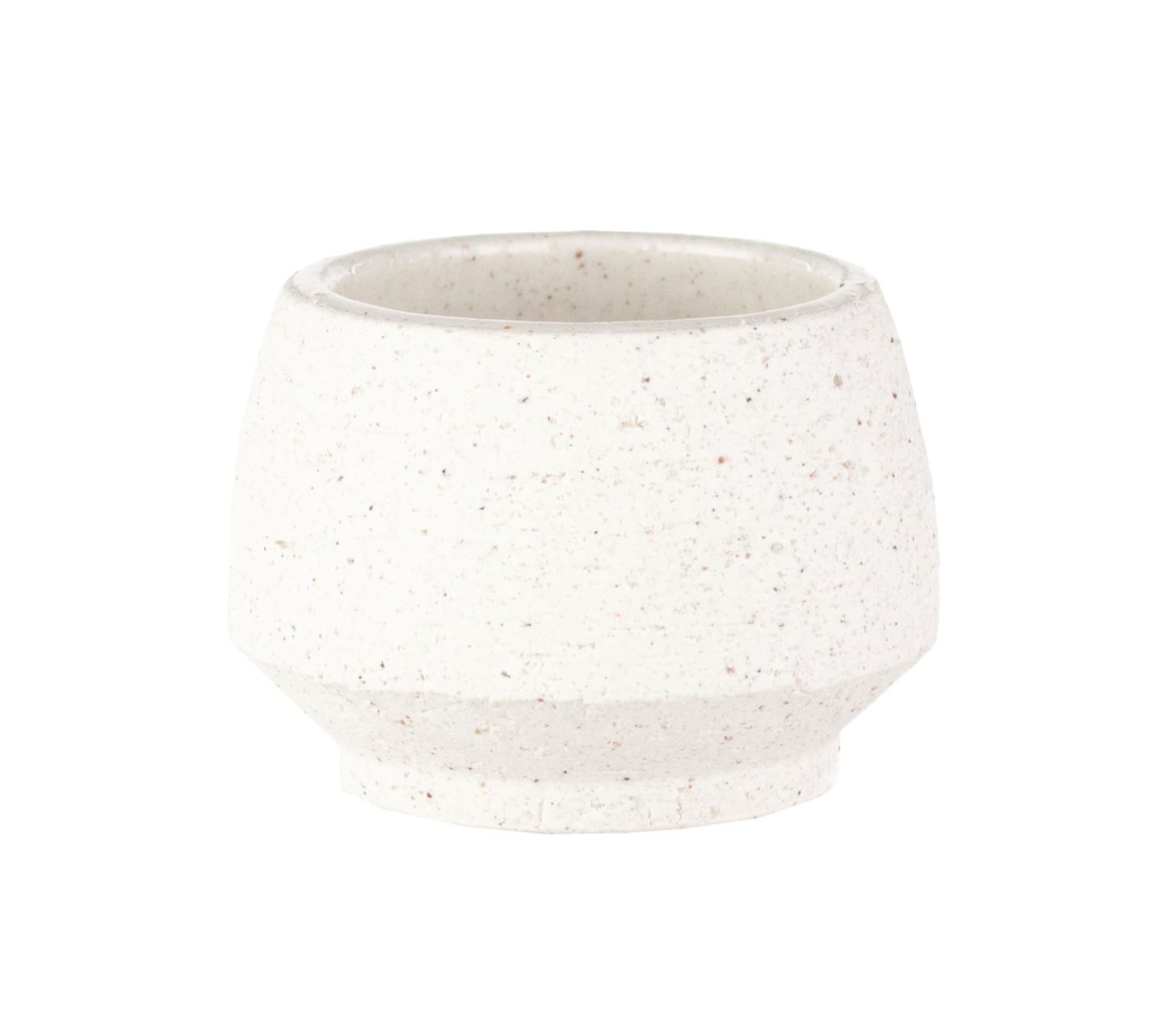 6.5”h x 8” WHITE STONEWARE TAPERED POT WITH DRAINAGE PLUG