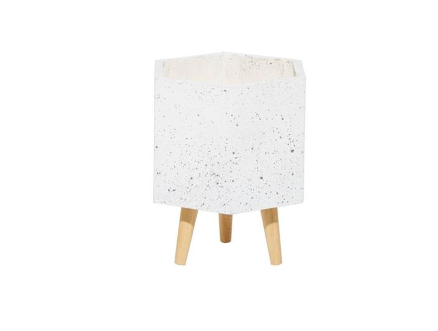 15”H X 13” X 11” SMALL WHITE HEXAGON MAGNESIUM OXIDE CONTEMPORARY PLANTER(NOT WATER TIGHT)