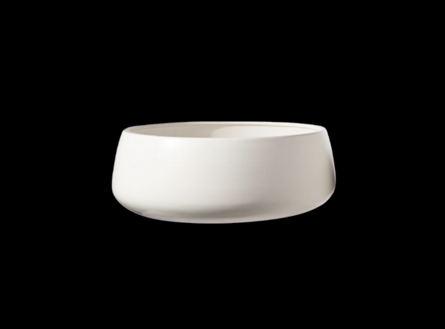 5”H X 13.5” MATTE WHITE Ceramic Low Round Wide Opening Pot with Tapered Bottom