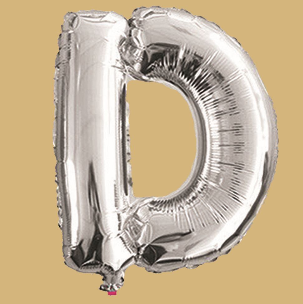 32"SILVER  FOIL BALLOON, LETTER D, REG $2.99