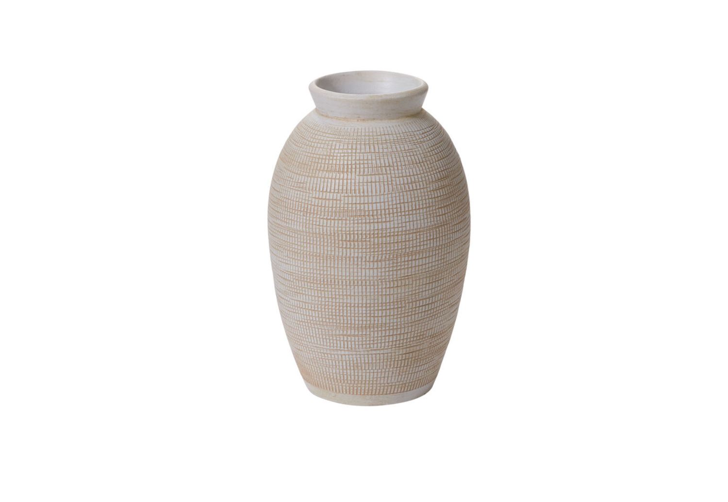 11.75” X 7.5” WHITE CERAMIC SIROCCO VASE