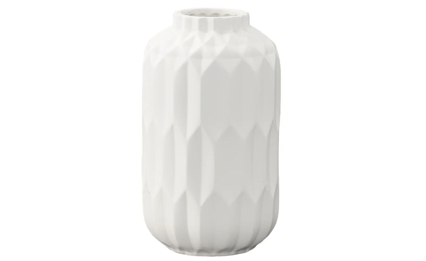 11.25”h x 6.5” MATTE WHITE DIAMOND VASE/POT