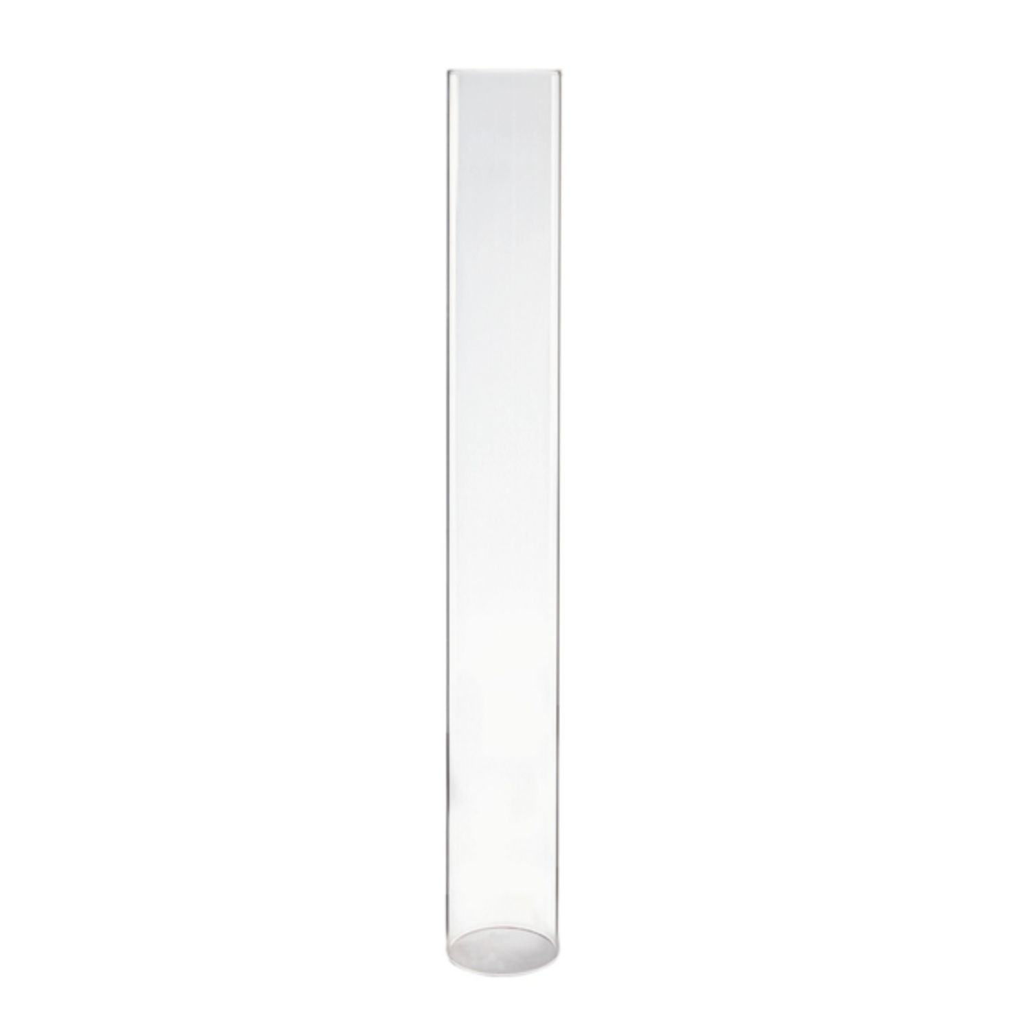 18”H X 2.5” CLEAR GLASS CHIMNEY HURRICANE TUBE (OPEN AT THE BOTTOM AND TOP)